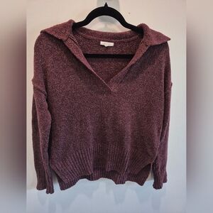 Burgundy Sweater with Johnny-Collar